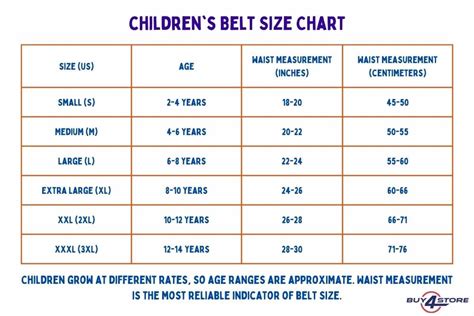 Boys Belt Size Chart