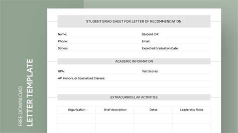 Brag Sheet Template Google Docs