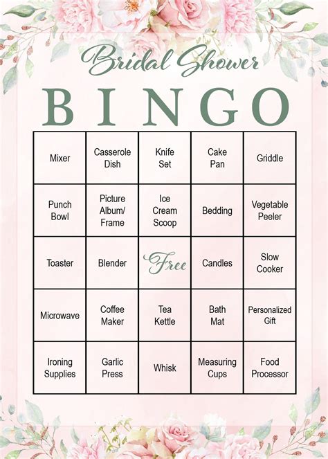 Bridal Bingo Template