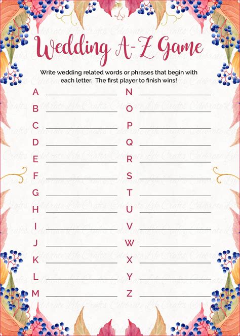 Bridal Shower Games Printables