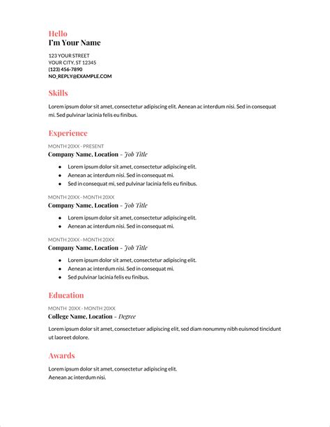 British Cv Template Word
