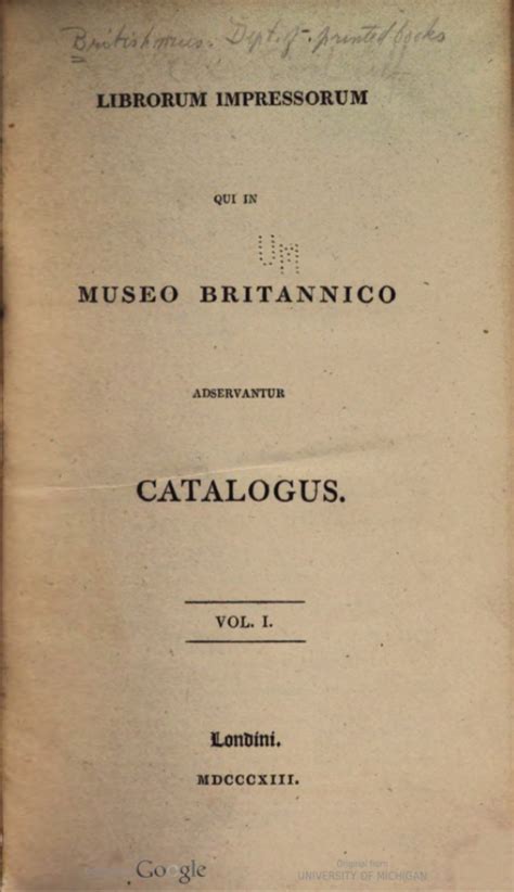 British Museum Library Catalogue