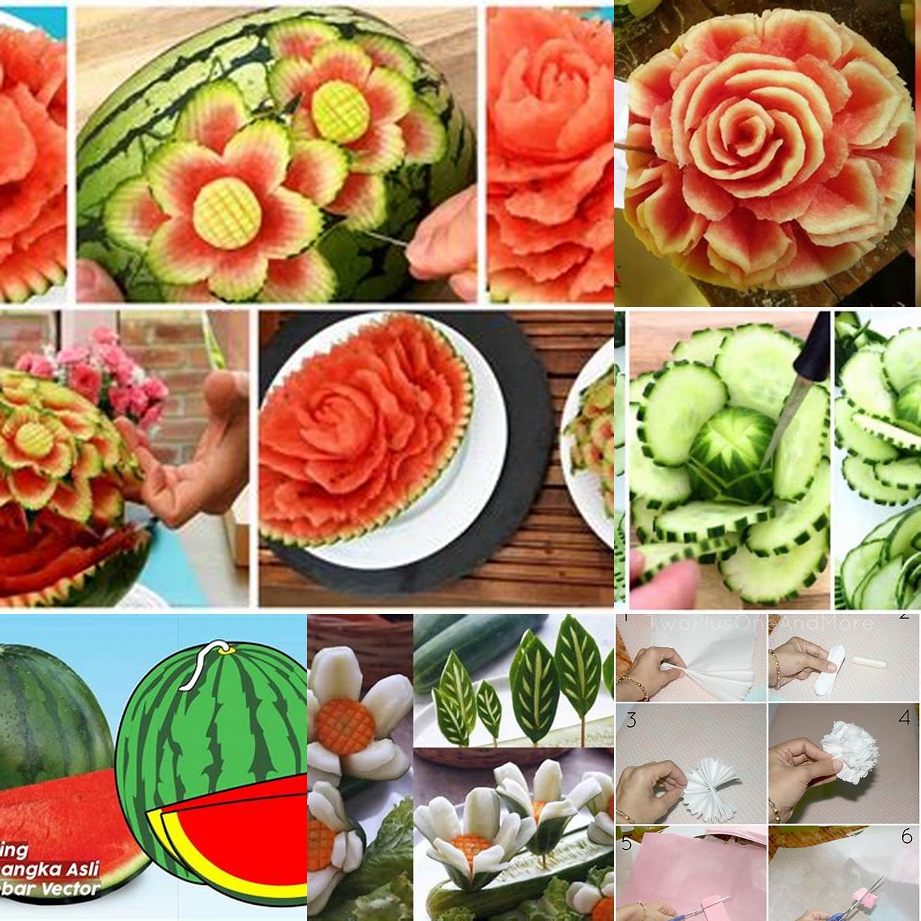 Buat semangka menjadi bentuk bunga