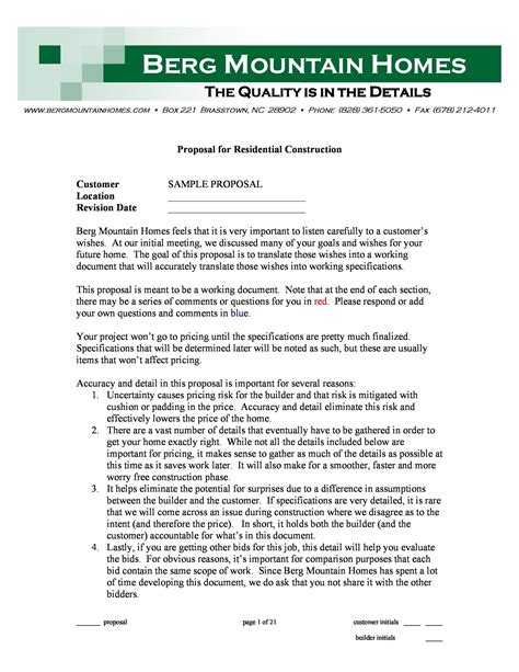 Building Proposal Template