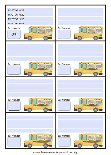 Bus Name Tags Free Printable