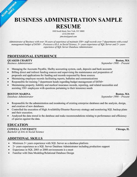 Business Administration Resume Template