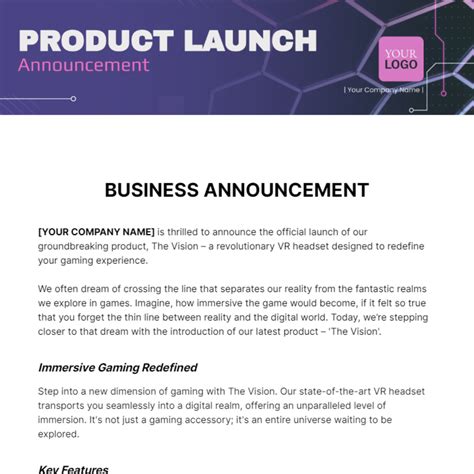 Business Announcement Template