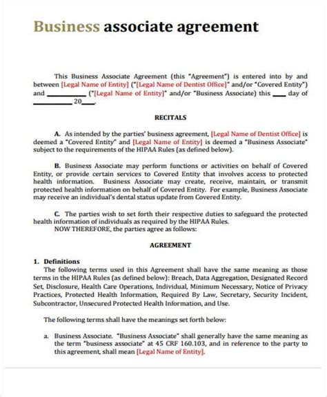 Business Associate Contract Template
