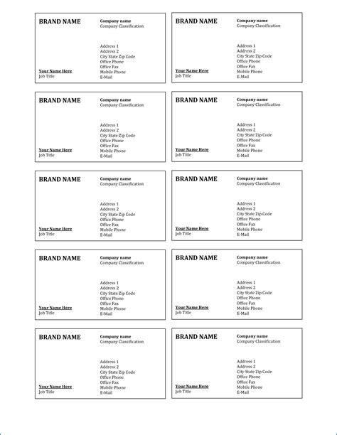 Business Card Template Word Free