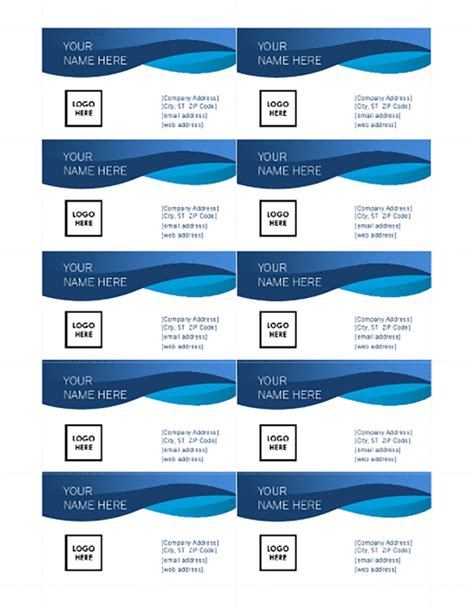Business Card Templates Microsoft Word