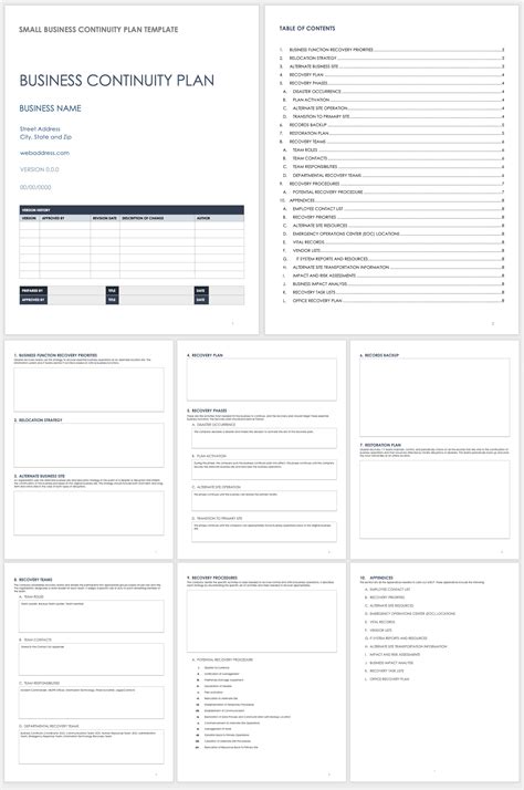 Business Continuity Plan Template For Small Businesses