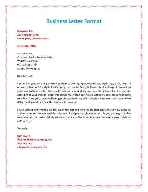 Business Letter Template Format