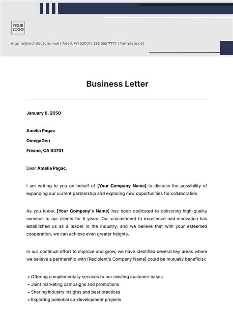 Business Letter Template Word