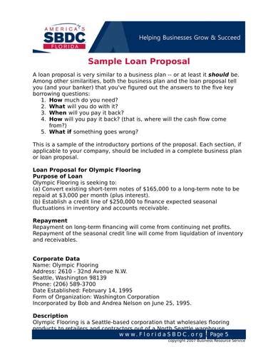 Loan Proposal Sample