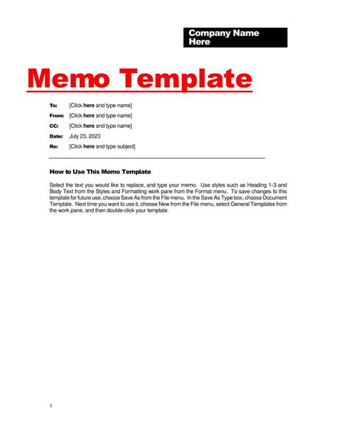 Business Memo Template Word