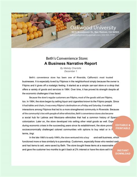 Business Narrative Template