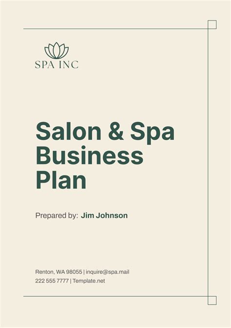 Business Plan Template For Spa