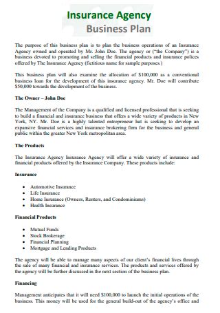 Business Plan Template Insurance Agency