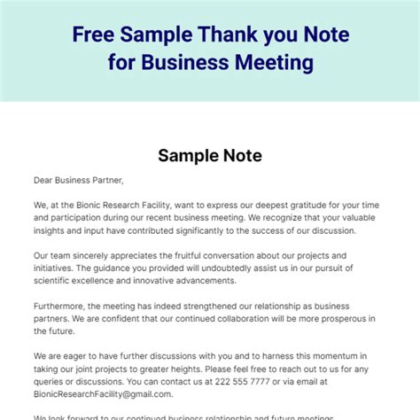 Business Thank You Note Template