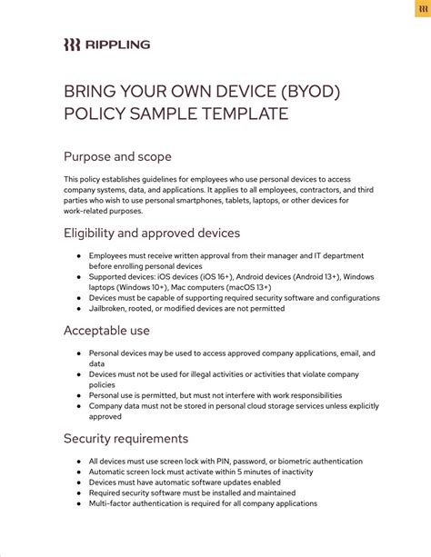 Byod Policy Template