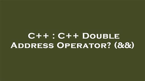 C Double Address Operator  duplicate