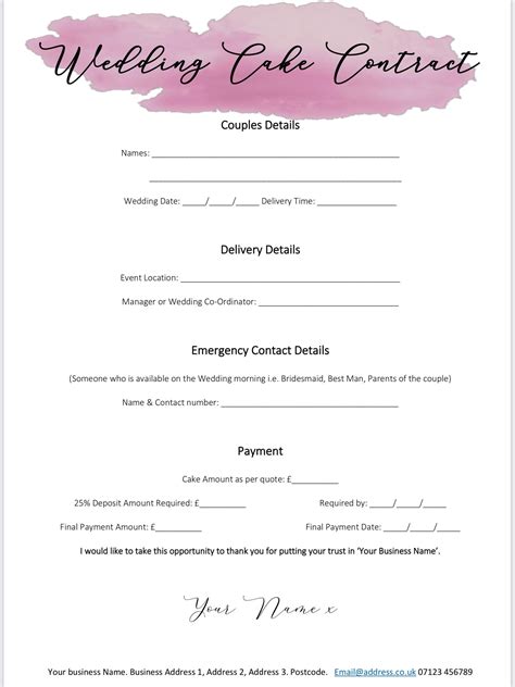Cake Contract Template