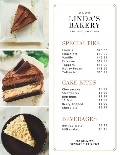 Cake Shop Menu Template