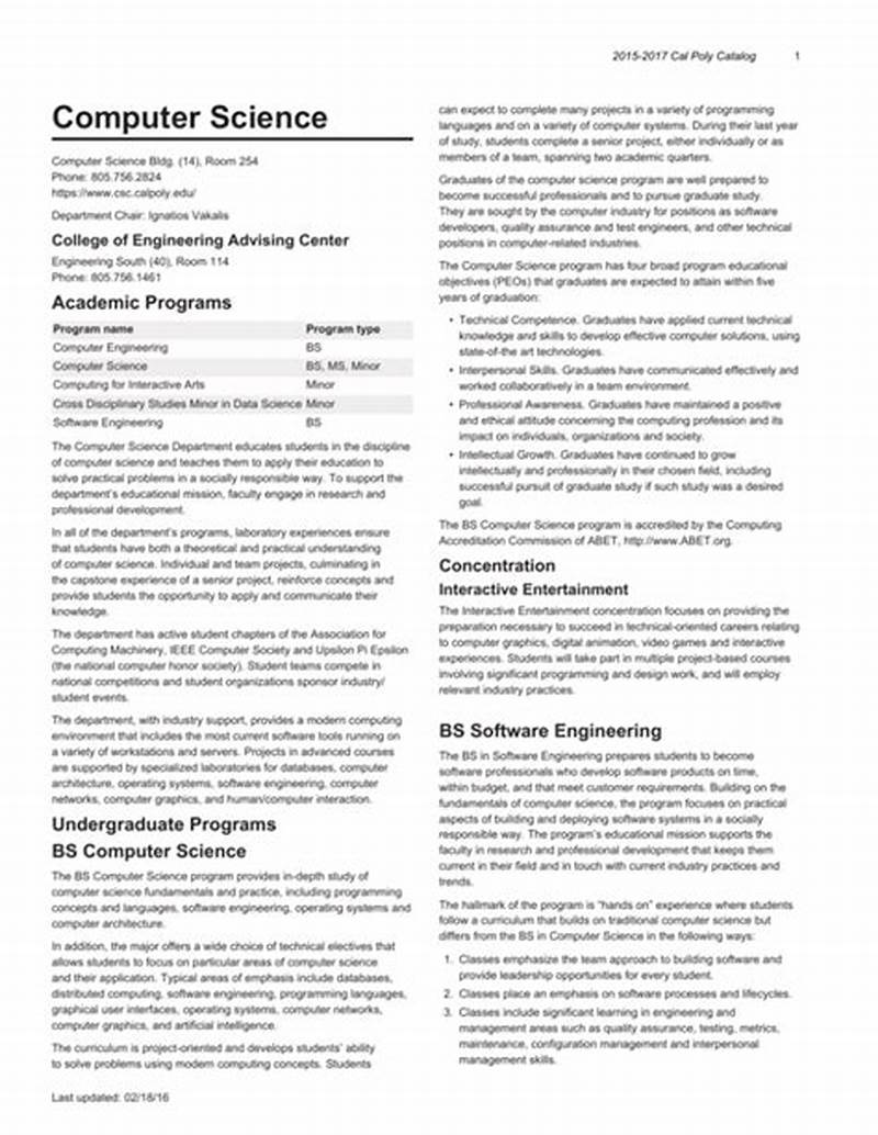 Cal Poly Catalog Computer Science