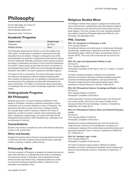 Cal Poly Course Catalog Fall 2017