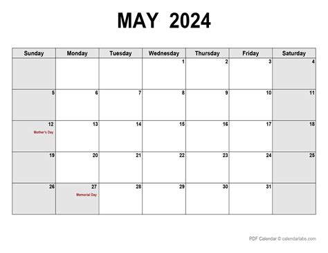 Calendar Template May