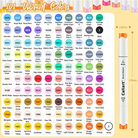 Caliart Art Markers Color Chart
