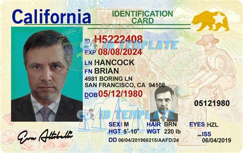 California Identification Card Template