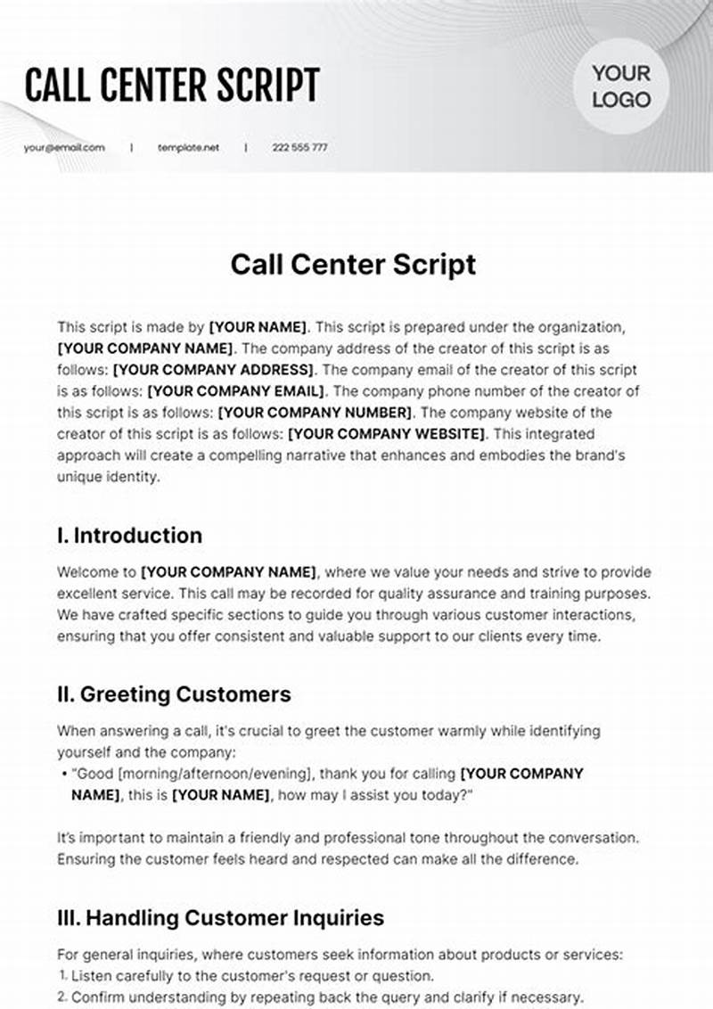 Call Center Script Template