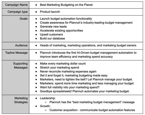 Campaign Outline Template