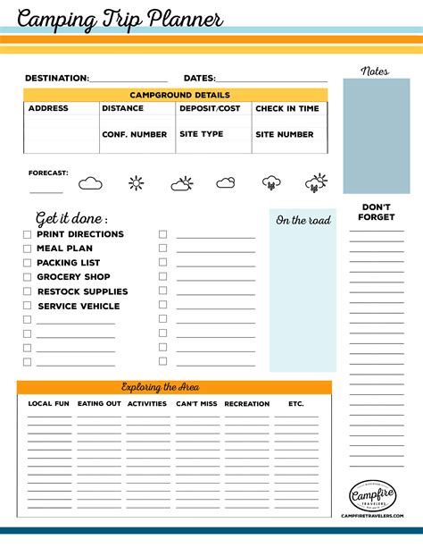 Camping Planner Printable