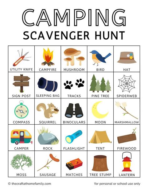 Camping Scavenger Hunt Printable