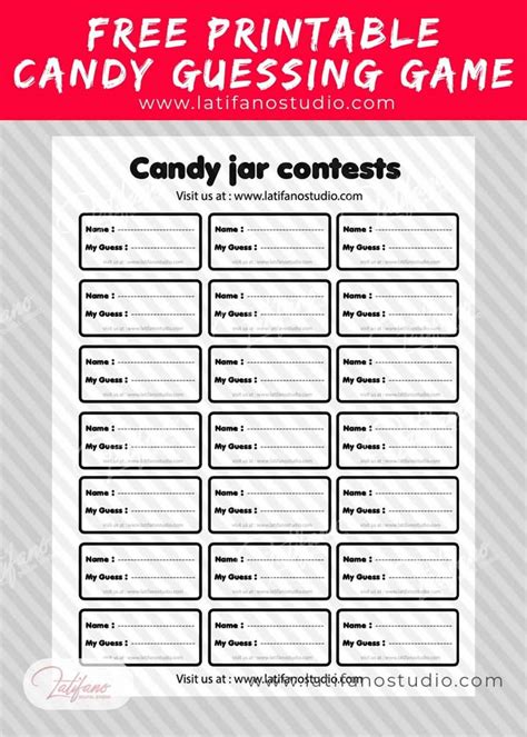 Candy Guessing Game Template