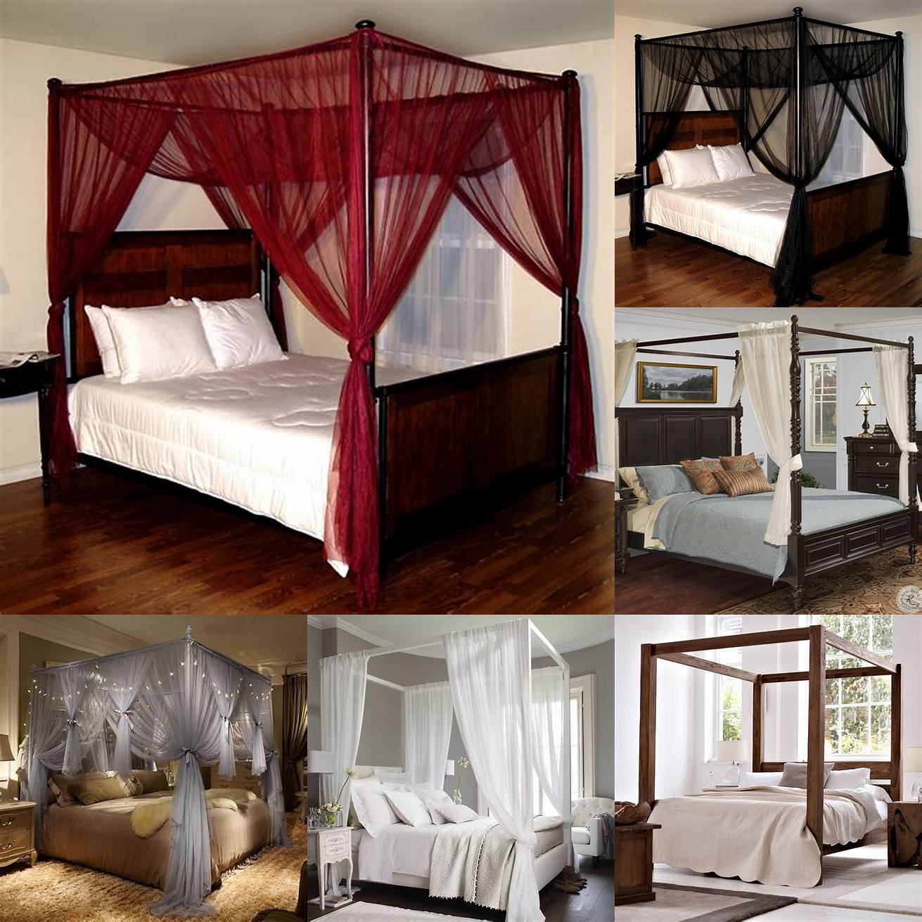 Canopy Add a touch of drama and romance to your king poster bed with a canopy Hang sheer fabric or drapes from the posts to create a cozy and intimate space