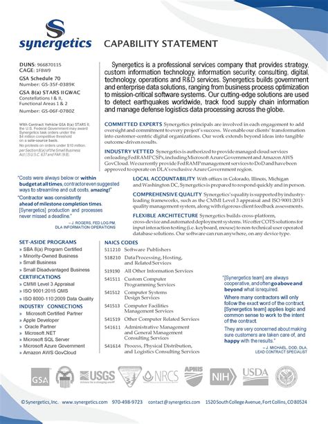 Capability Statement Template Free