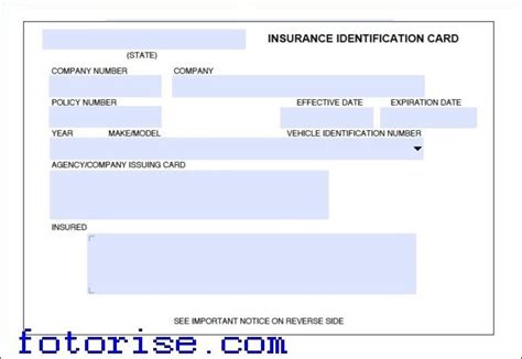 Car Progressive Fillable Free Blank Insurance Card Template