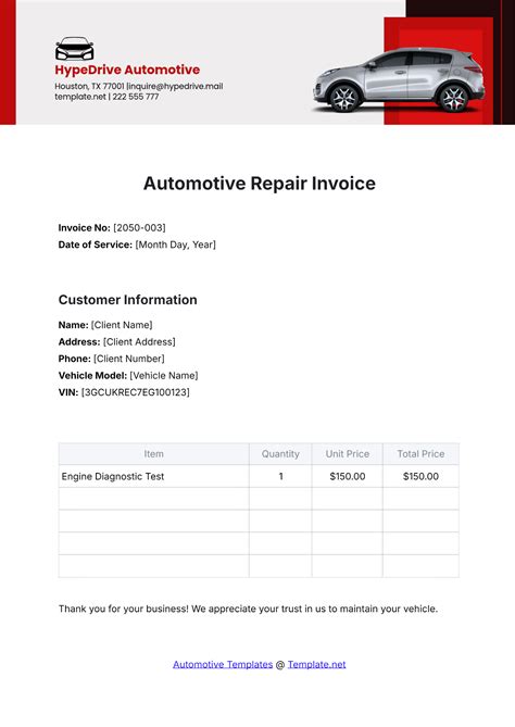Car Service Invoice Template