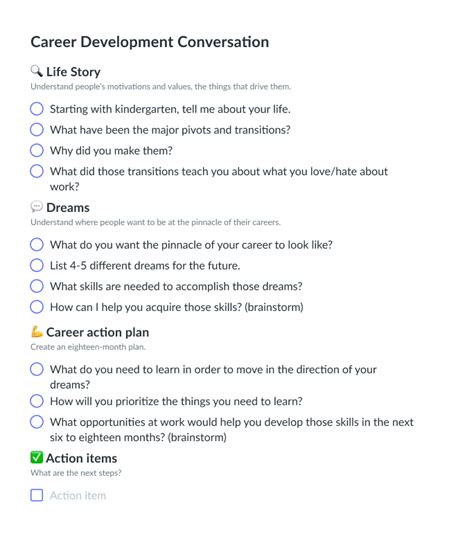 Career Development Discussion Template