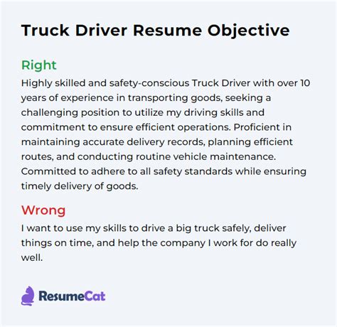 Career Objective For Truck Driver