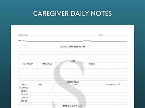 Caregiver Notes Template