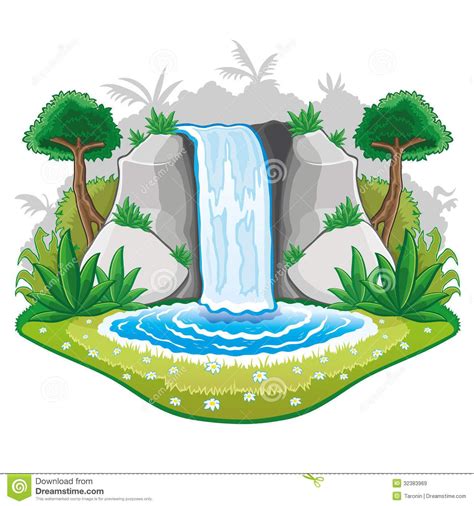 Cartoon Waterfall Drawing