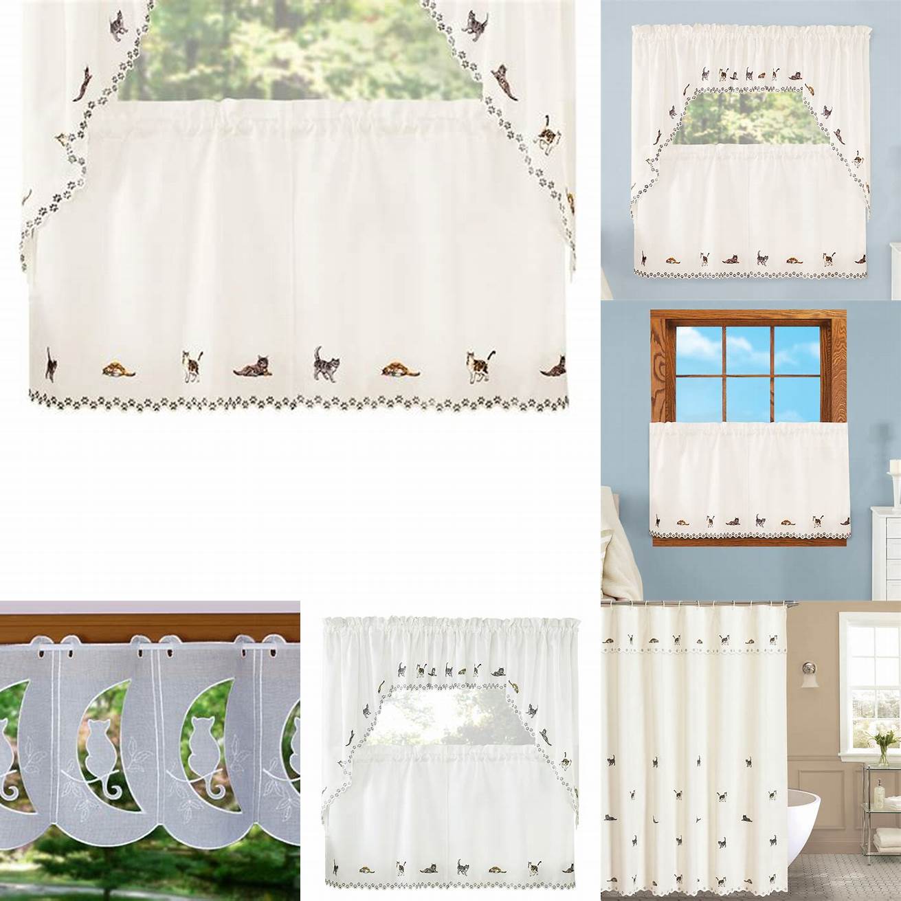 Cat Embroidered Curtains