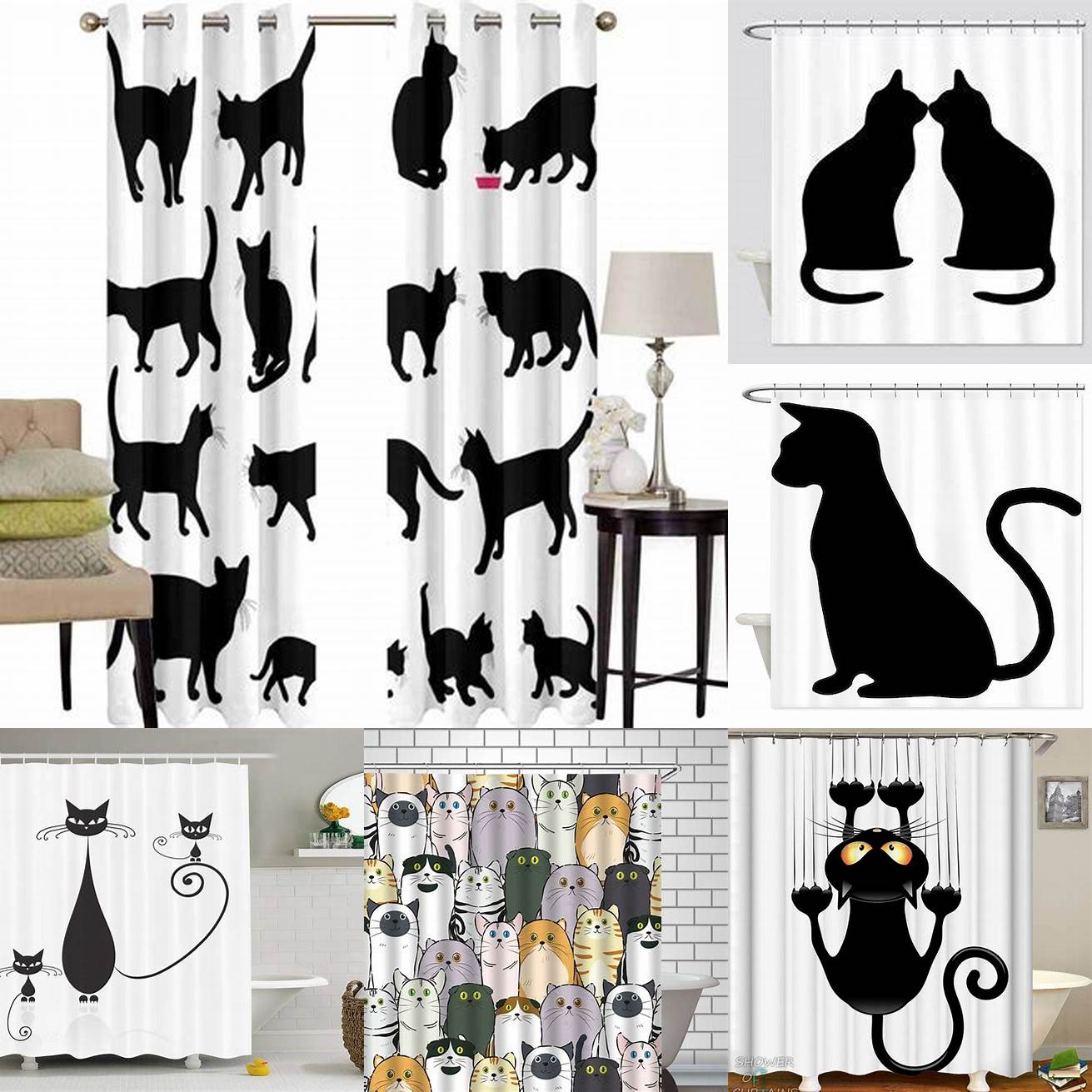 Cat Silhouette Curtains