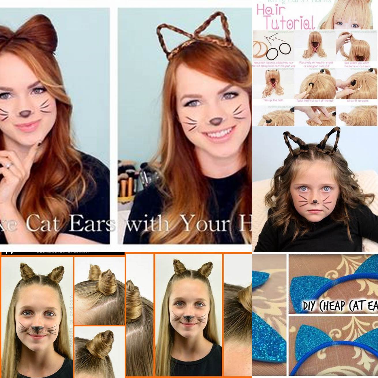 Cat ears with hair DIY tutorial