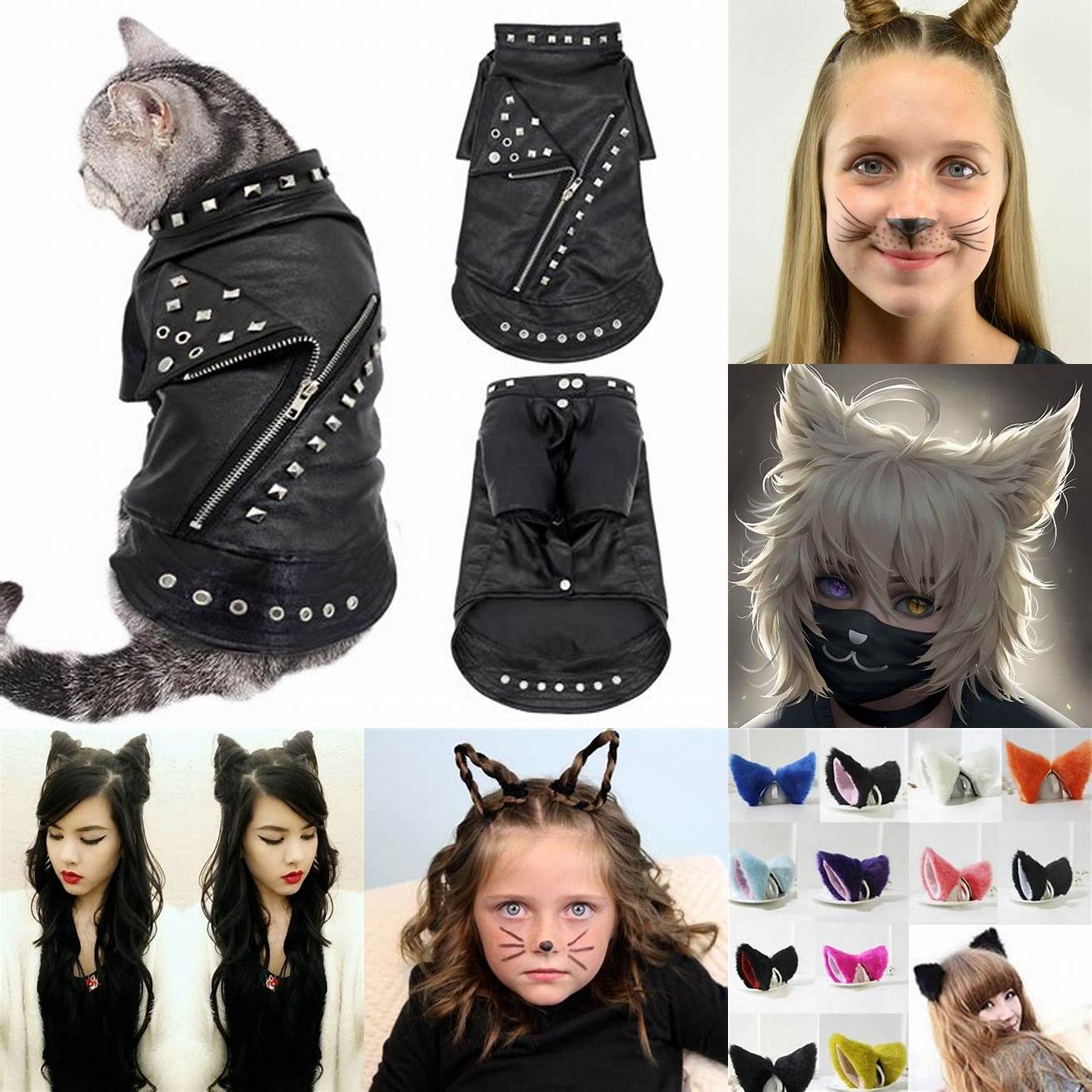 Cat ears with hair paired with a leather jacket