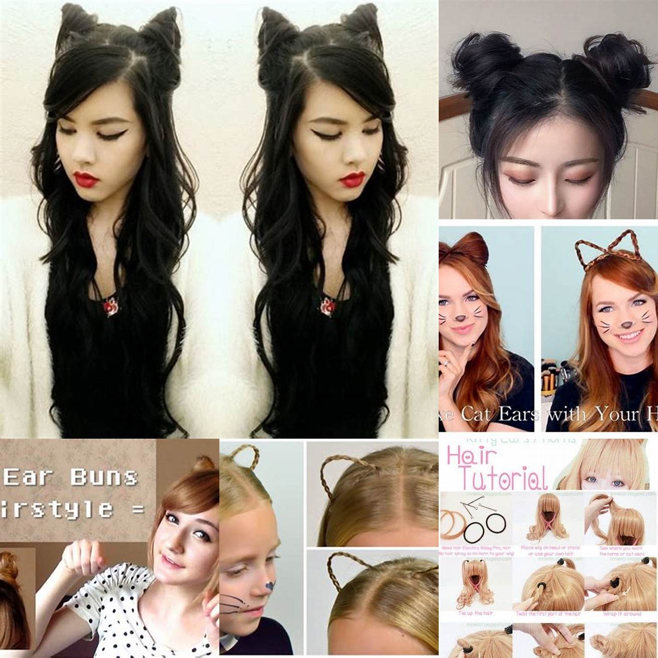 Cat ears with hair worn with a cute bun